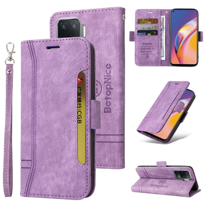 Purple lavender leather-style flip phone case with side buckle and wrist strap; stand and cover.