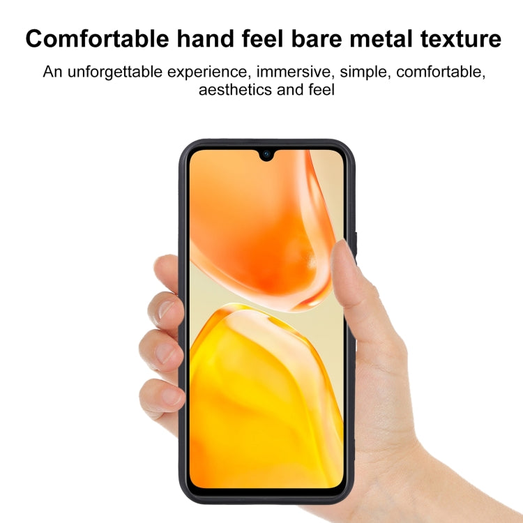 TPU phone case in matte black, held in hand with front and side cutouts