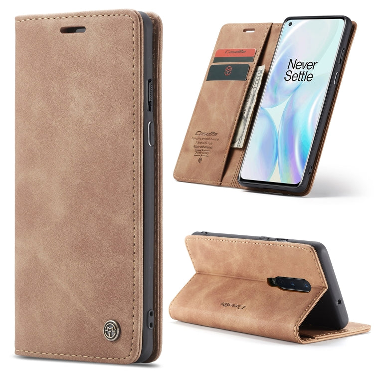 Leather wallet flip phone case with card slots, tan brown, phone secured