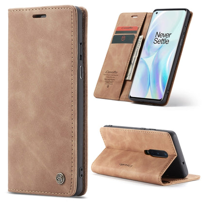 Leather wallet flip phone case with card slots, tan brown, phone secured