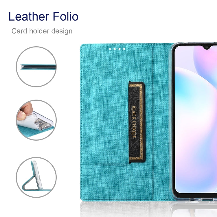 Turquoise folio phone case with card holder window and camera cutout