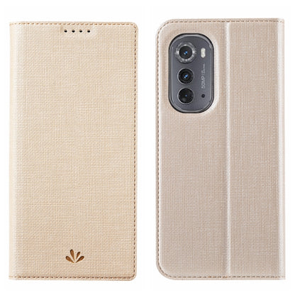 Beige fabric folio phone case with front flap cutouts and rear camera opening