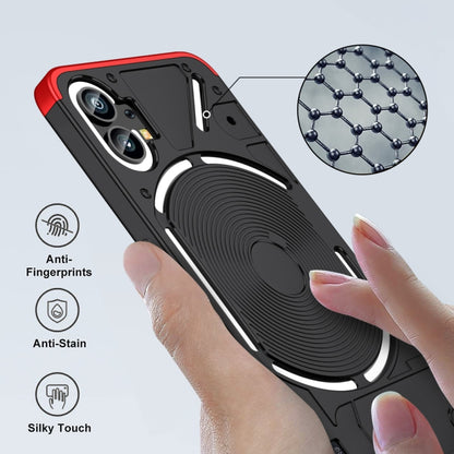 Black phone case with raised edges and built-in wireless charging ring