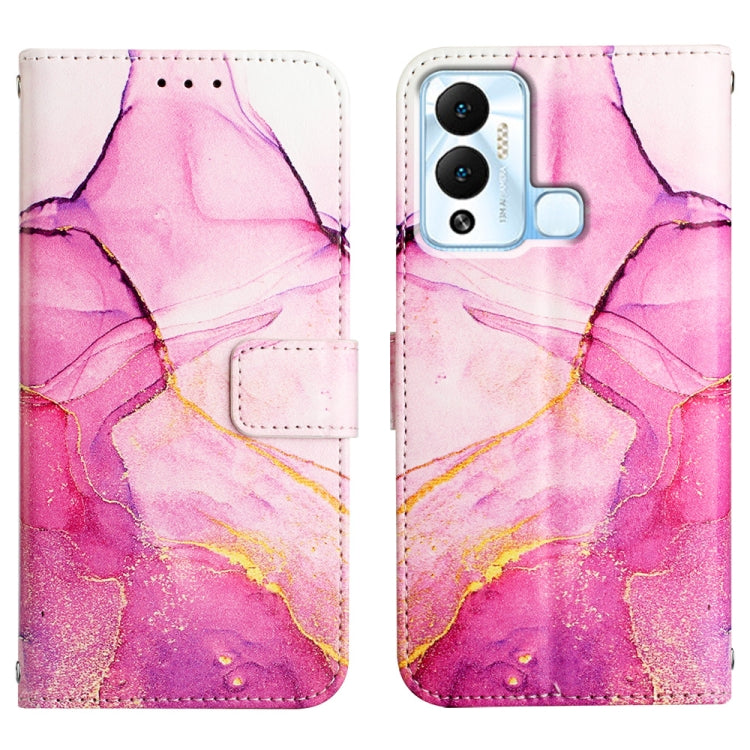 Marble pattern flip leather phone case with pink swirls and card slots, stand cover