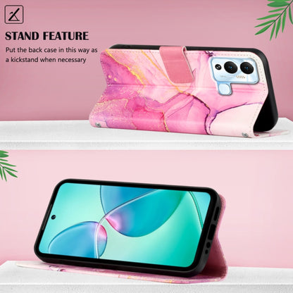 Marble pattern flip leather phone case with kickstand, pink and gold marble design