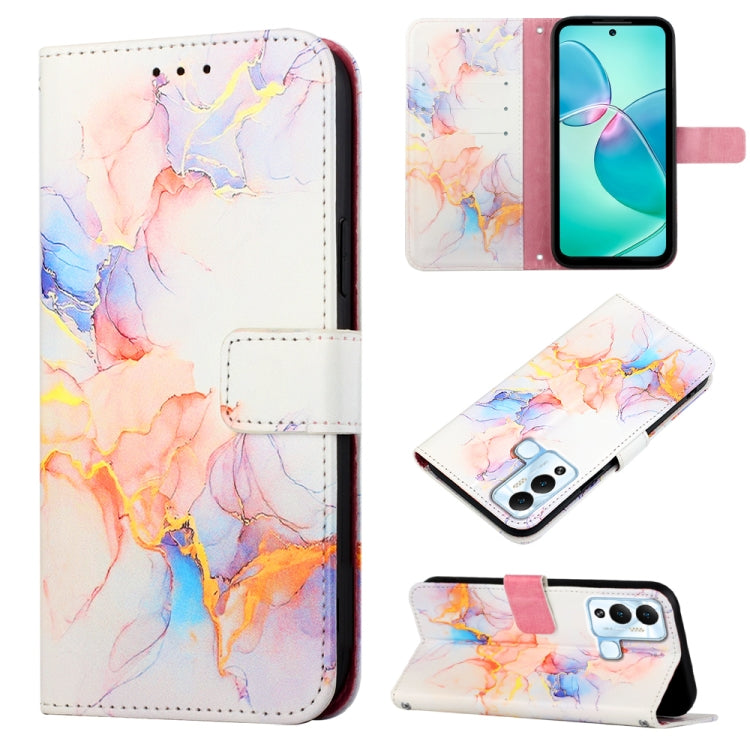 Marble pattern flip leather phone case with multicolor marble swirls and card slots