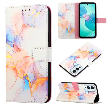 Marble pattern flip leather phone case with multicolor marble swirls and card slots