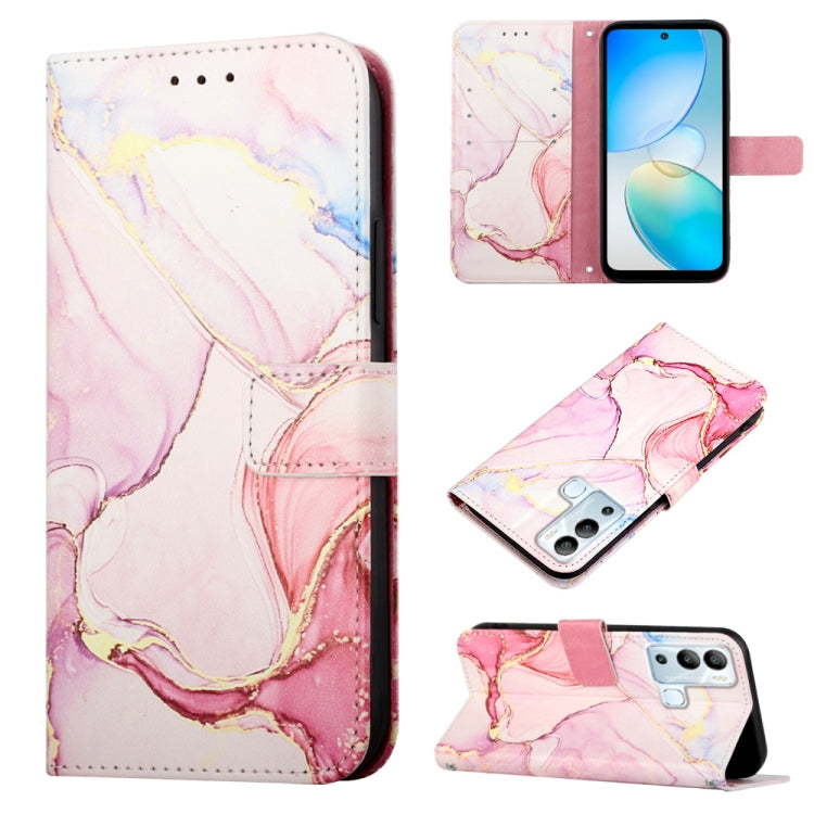 Marble-pattern flip leather phone case, light pink and white marble with folio