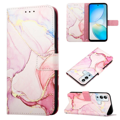 Marble-pattern flip leather phone case, light pink and white marble with folio