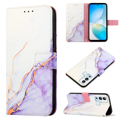 Marble-pattern flip leather phone case, white and lavender marble with flip cover