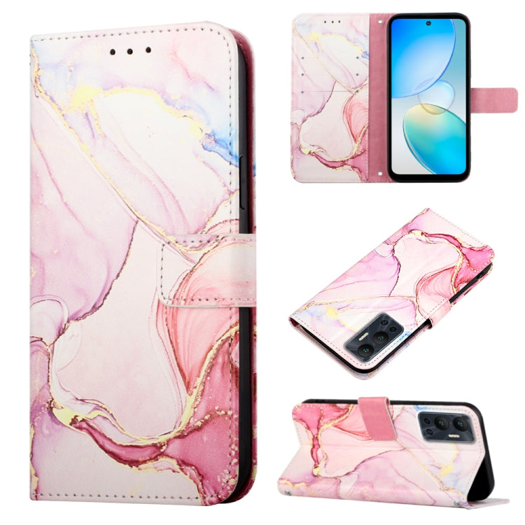Marble-pattern flip leather phone case, light pink and white marbled wallet cover