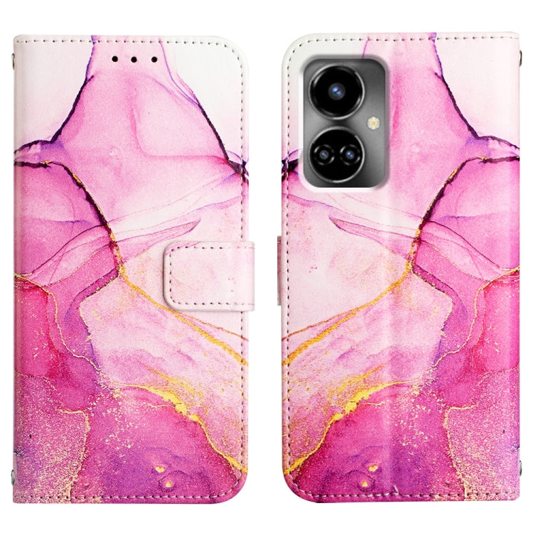 Marble pattern flip leather phone case, pink and purple with dual camera cutout