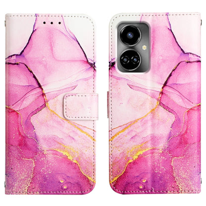 Marble pattern flip leather phone case, pink and purple with dual camera cutout