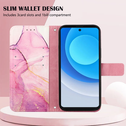 Marble pattern flip leather phone case with wallet style, pink and purple