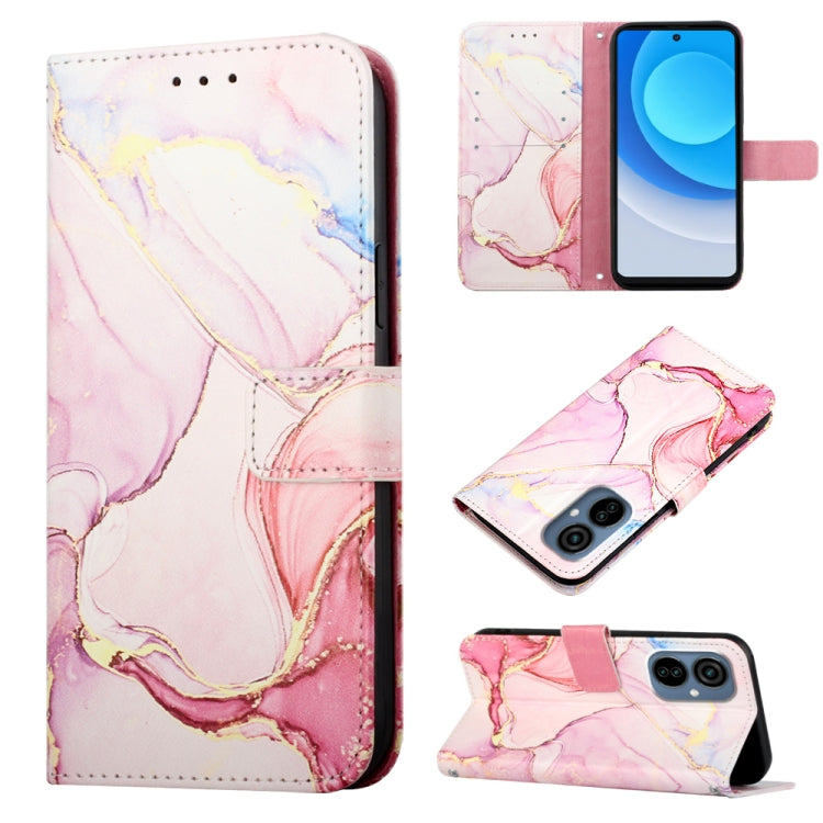 Marble pattern flip leather phone case, pink and gold marble pattern, wallet-style flap