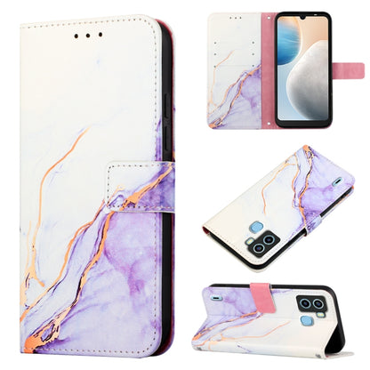 Marble white and purple flip leather phone case with wallet folio, card slots, stand