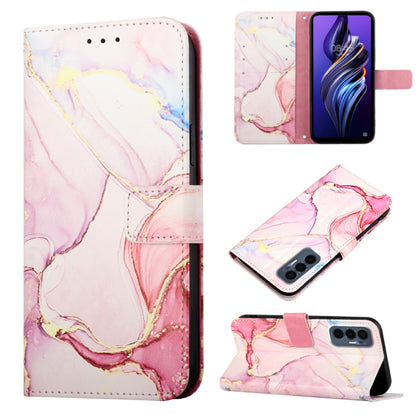 Marble pink flip leather phone case with wallet folio, card slots, and stand