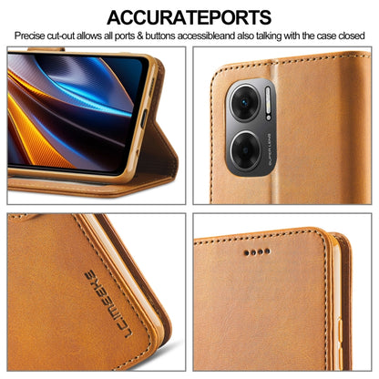 Brown leather-style phone case showing camera cutout and port access