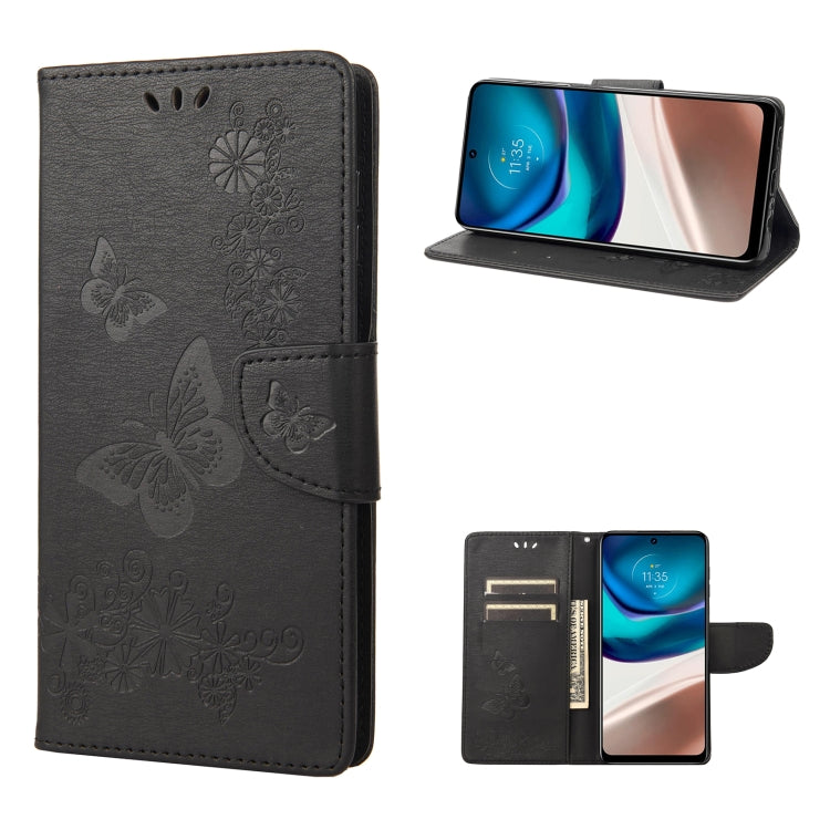 Black butterfly embossed flip leather phone case with card slot and flip cover