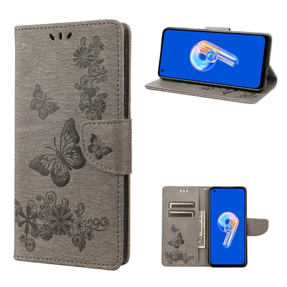 Gray butterfly embossed flip leather phone case, upright viewing position