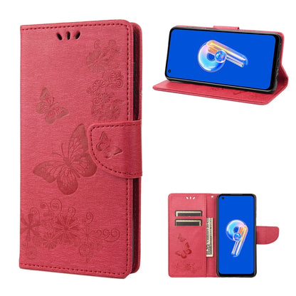 Butterfly embossed flip leather phone case in pink with magnetic flip cover and cutouts