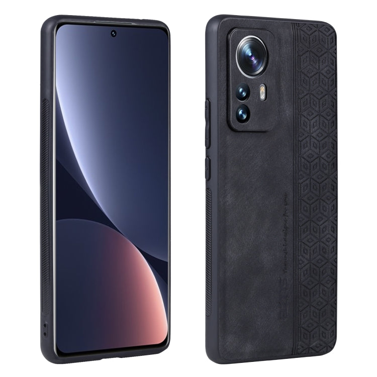 Black embossed phone case for Xiaomi 12 Pro/12S Pro, camera cutouts
