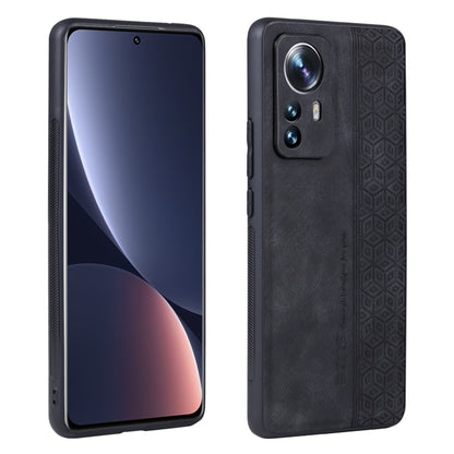 Black embossed phone case for Xiaomi 12 Pro/12S Pro, camera cutouts