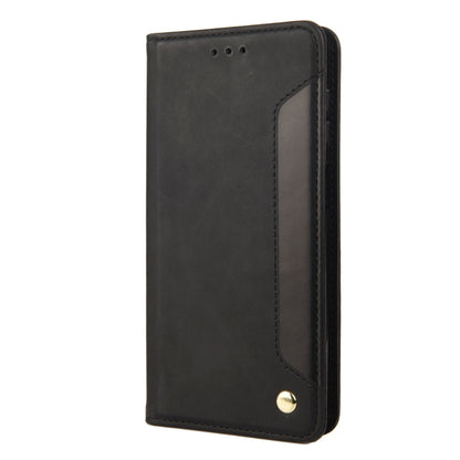 Black leather folio phone case with side stitching and magnetic front