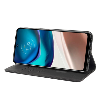 Black leather folio phone case with kickstand for landscape viewing