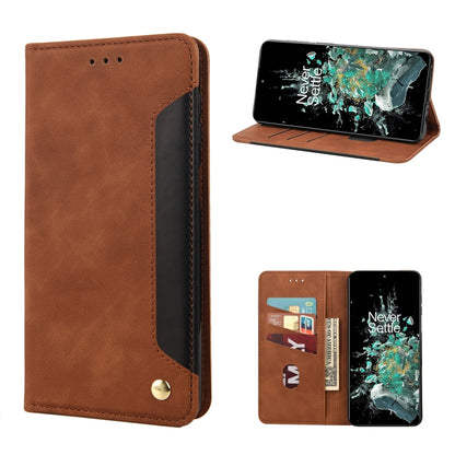 Brown leather-look flip phone case with kickstand and card slots