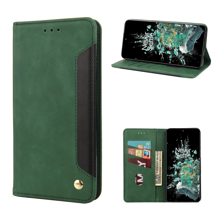 Green leather-style folio phone case with inner card slot and snap clasp