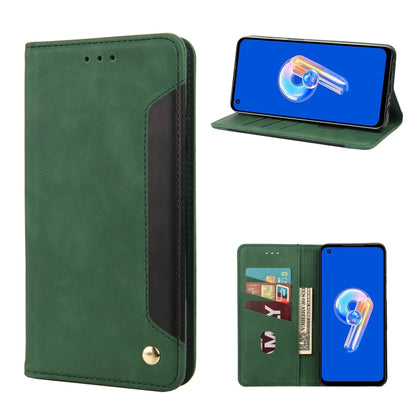 Green leather-style folio phone case with card slots and flip cover for phone screen