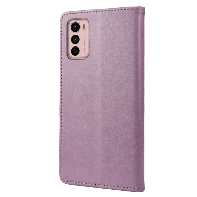 Light purple phone case back cover with embossed butterfly floral pattern and camera cutout.