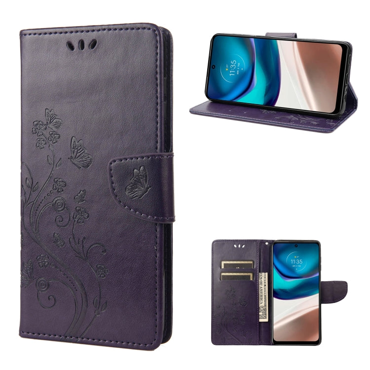 Dark purple butterfly flower flip leather phone case with folio stand and card holder