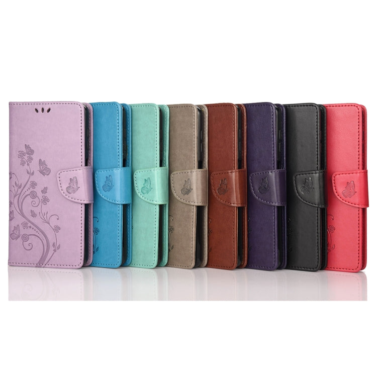 Set of butterfly flower flip leather phone cases in multiple colors with card slots