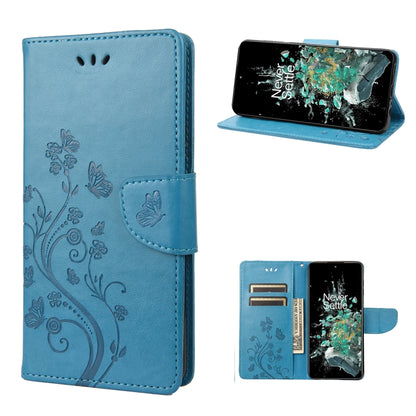 Seafoam green flip leather phone case with butterfly flower pattern and card slots