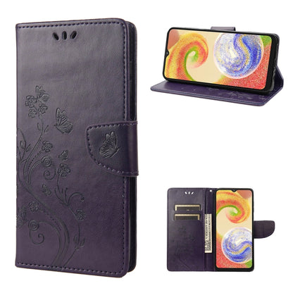 Purple butterfly flower flip leather phone case with folio stand and card holder