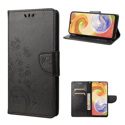 Black butterfly flower flip leather phone case with folio stand and card holder