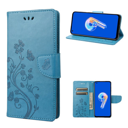 Seafoam green flip leather case with butterfly flower design and kickstand