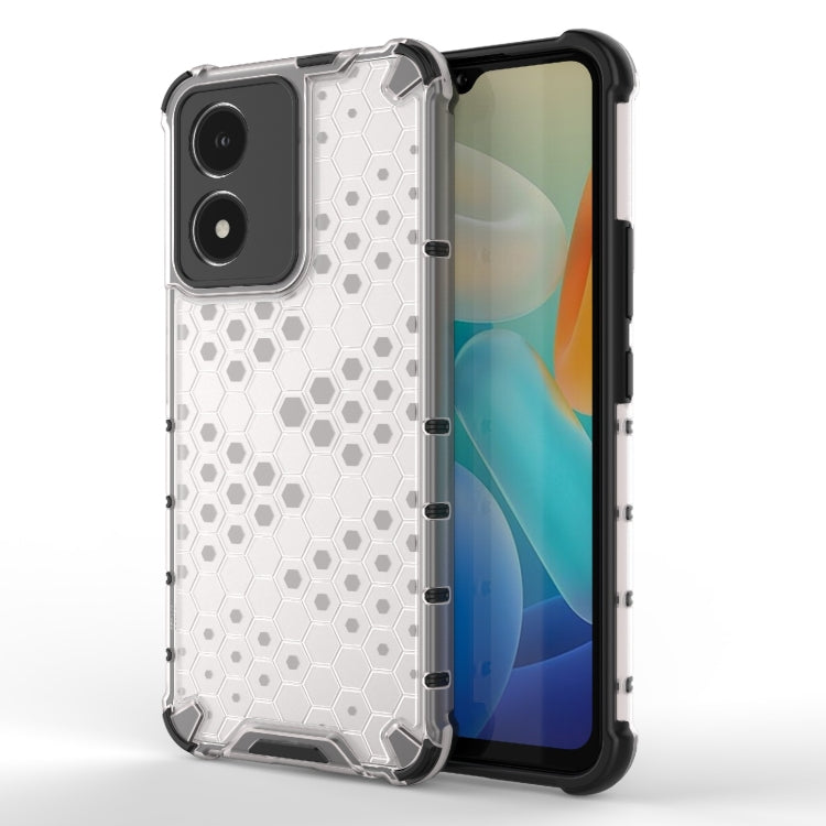White honeycomb phone case with hex pattern and rugged black edge bumper