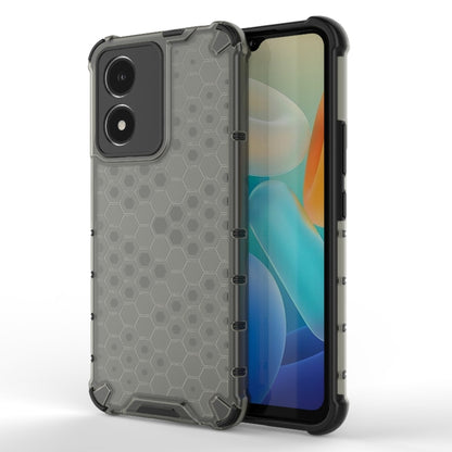 Gray honeycomb phone case with hex pattern and rugged dark edge bumper