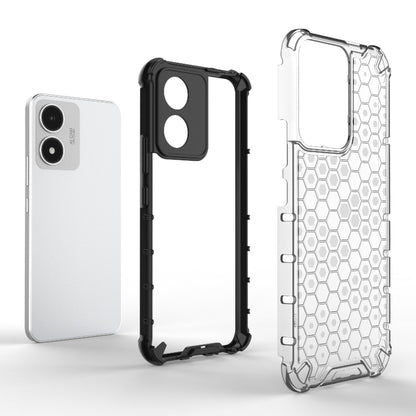 Honeycomb phone case set with white back view and clear hex-texture side frame