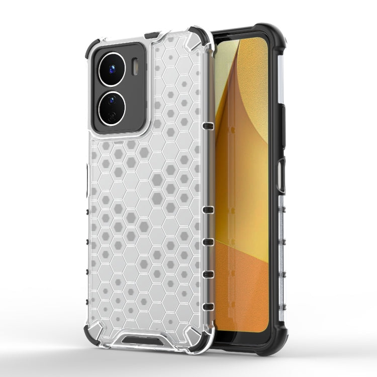 White honeycomb phone case with hex pattern and dark bumper around corners