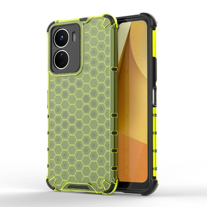 Yellow-green honeycomb phone case with hex pattern and bright neon green edge bumper