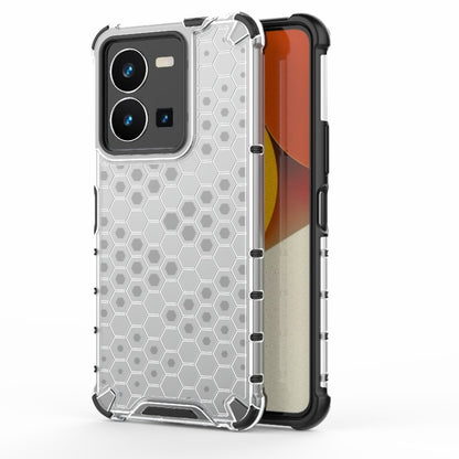 White honeycomb phone case with raised hex pattern and dual-layer bumper protection