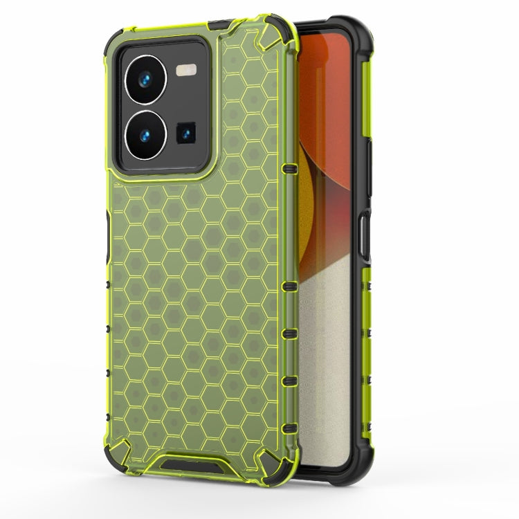 Green honeycomb phone case with raised hex pattern and bright shockproof trim