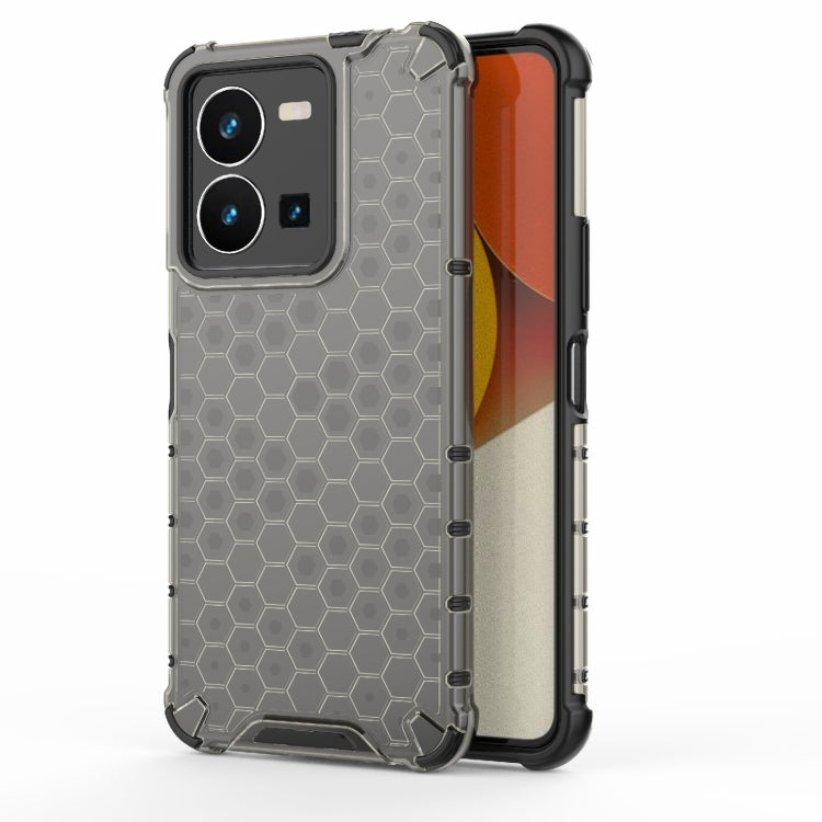 Gray honeycomb phone case with raised hex pattern and rugged bumper edges