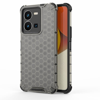 Gray honeycomb phone case with raised hex pattern and rugged bumper edges