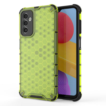 Green honeycomb phone case with raised hex pattern and shockproof corner trim
