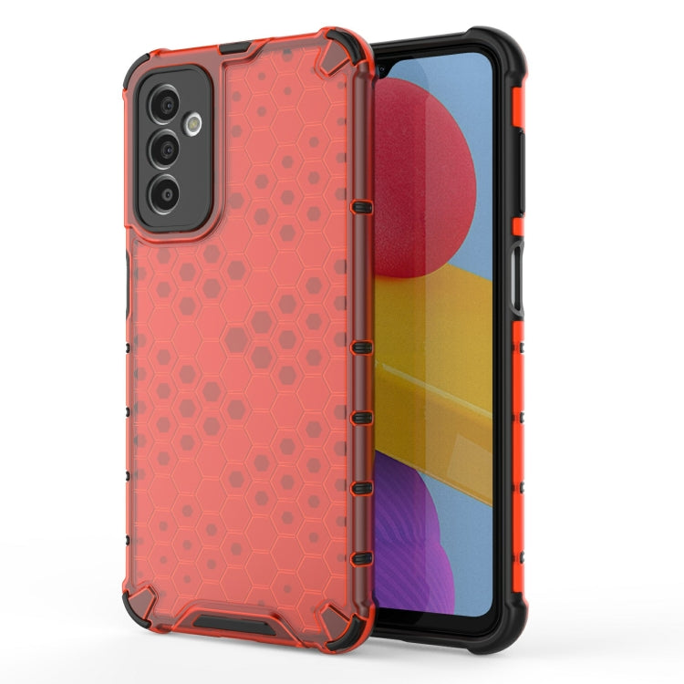 Honeycomb phone case in red with textured hex pattern and secure bumper corners